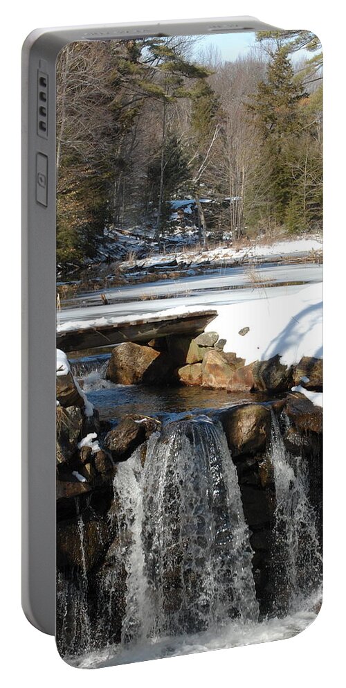 Dam Portable Battery Charger featuring the photograph Water Over The Dam by Mim White