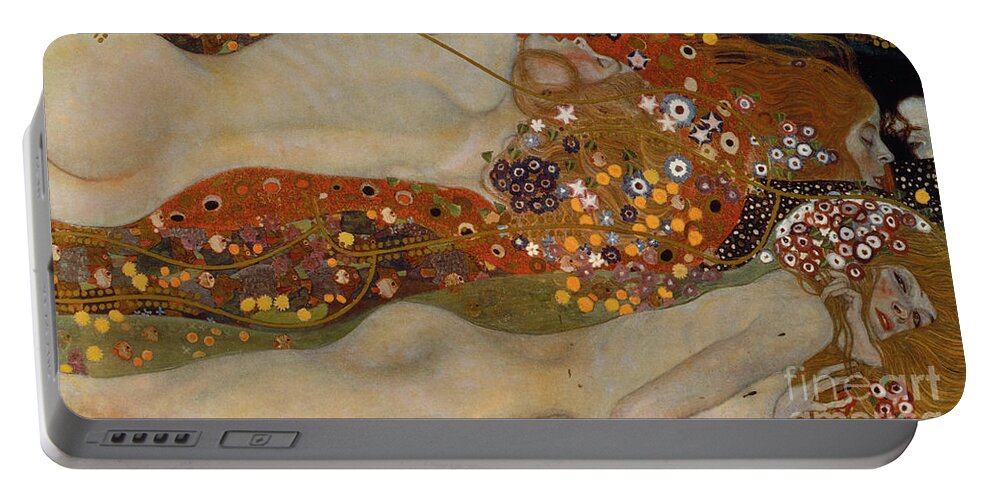 Gustav Klimt Portable Battery Charger featuring the painting Water Serpents II by Gustav Klimt