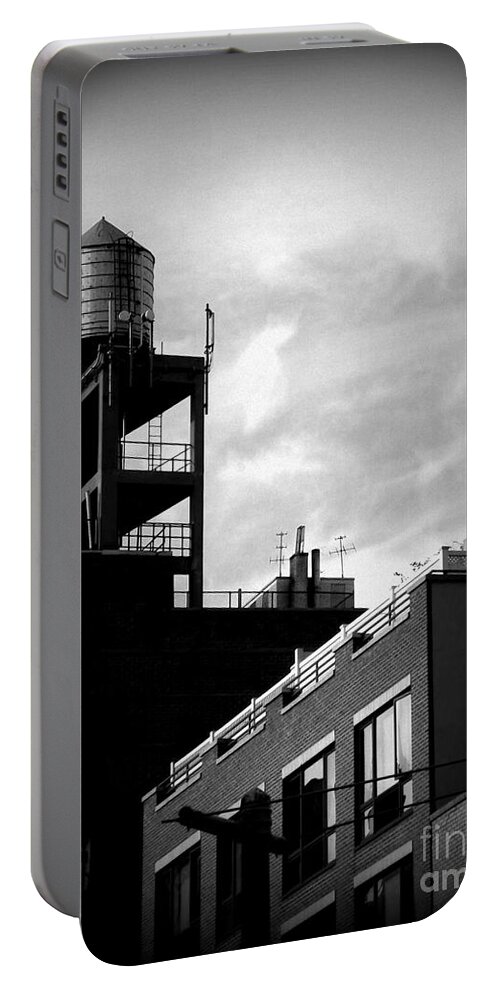 Water Tower Portable Battery Charger featuring the photograph Water Tower - Silver by Miriam Danar
