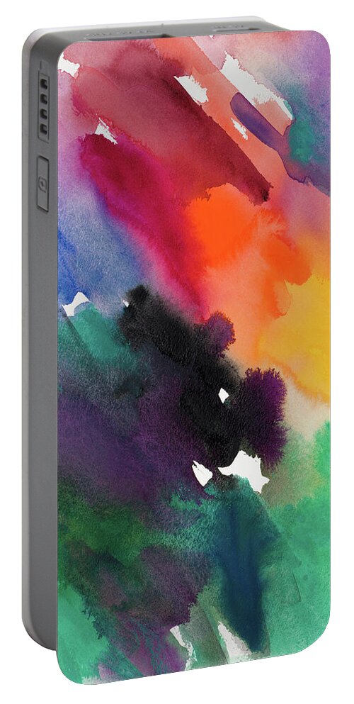 Watercolor Portable Battery Charger featuring the painting Watercolor Abstract Multicolor by Lanie Loreth