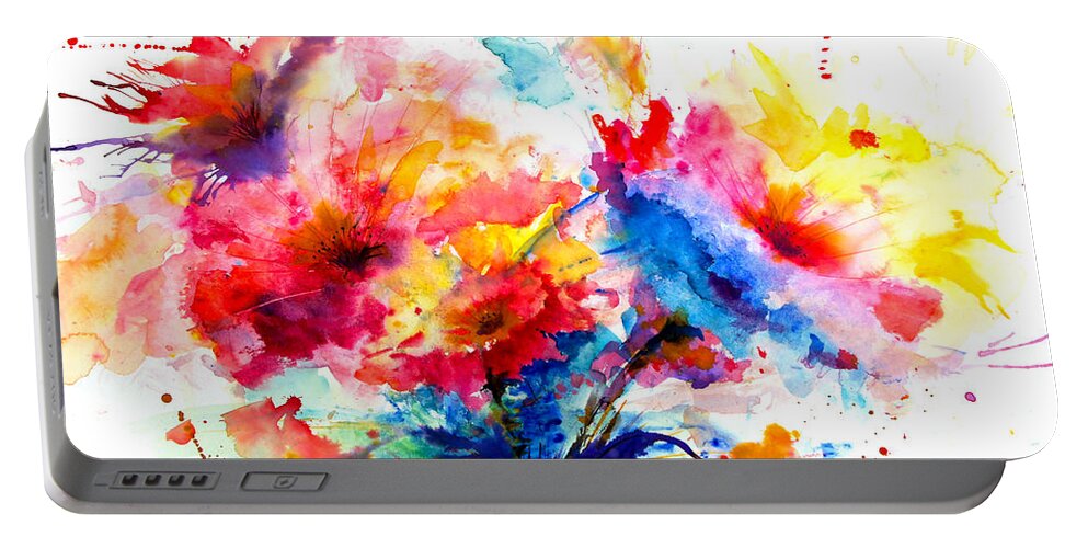 Painting Portable Battery Charger featuring the painting Watercolor Garden by Isabel Salvador