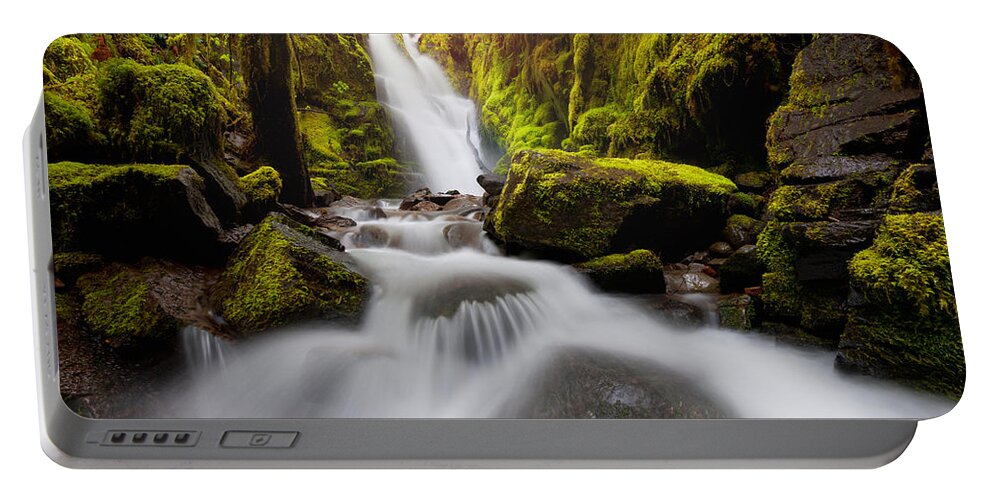 Waterfall Portable Battery Charger featuring the photograph Waterfall Glow by Andrew Kumler