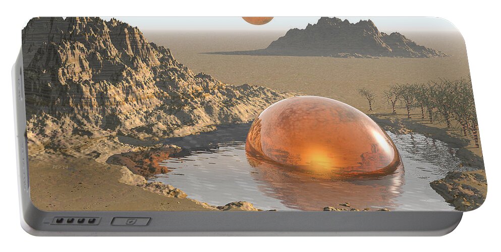 Extraterrestrial Portable Battery Charger featuring the digital art Watering Hole by Phil Perkins