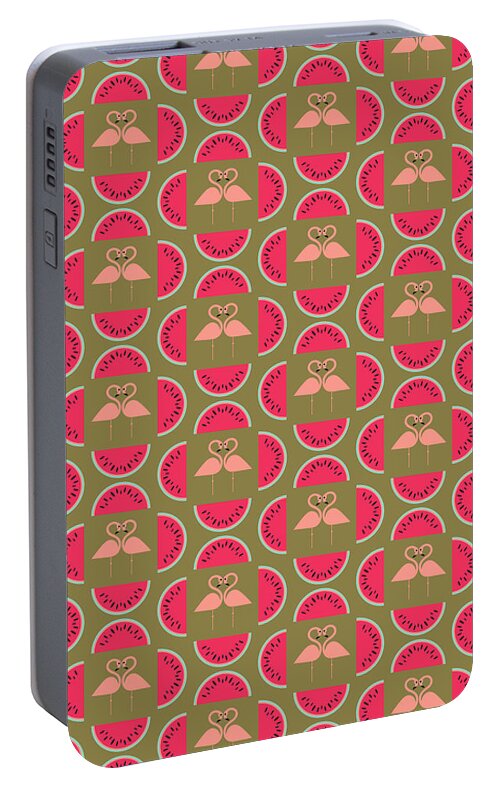 Susan Claire Portable Battery Charger featuring the photograph Watermelon Flamingo Print by MGL Meiklejohn Graphics Licensing
