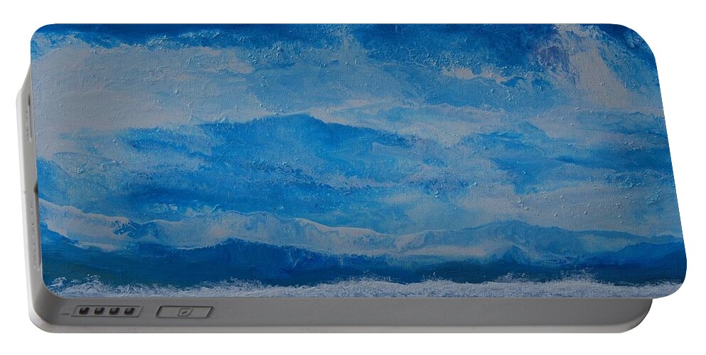 Indigo Portable Battery Charger featuring the painting Waves by Linda Bailey