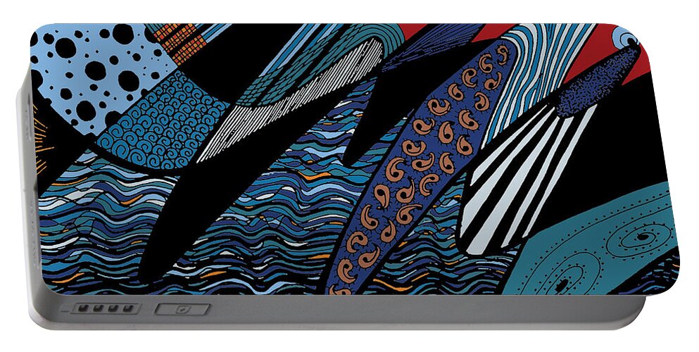 Waves Portable Battery Charger featuring the digital art Waves by Lynellen Nielsen