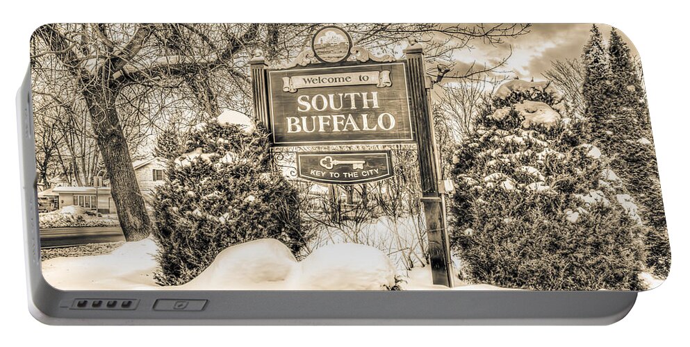 Buffalo Photographs Portable Battery Charger featuring the photograph Welcome to SB by John Angelo Lattanzio