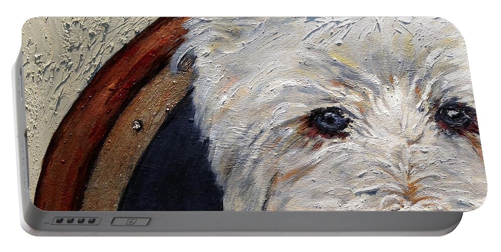 Custom Pet Portraits Portable Battery Charger featuring the painting West Highland Terrier Dog Portrait by Portraits By NC