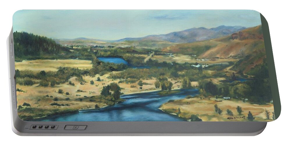 Dam Portable Battery Charger featuring the painting What A Dam Site by Lori Brackett