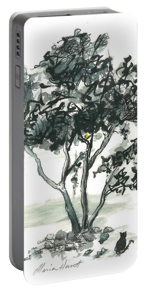 Tree Portable Battery Charger featuring the painting Studying the Menu by Maria Hunt