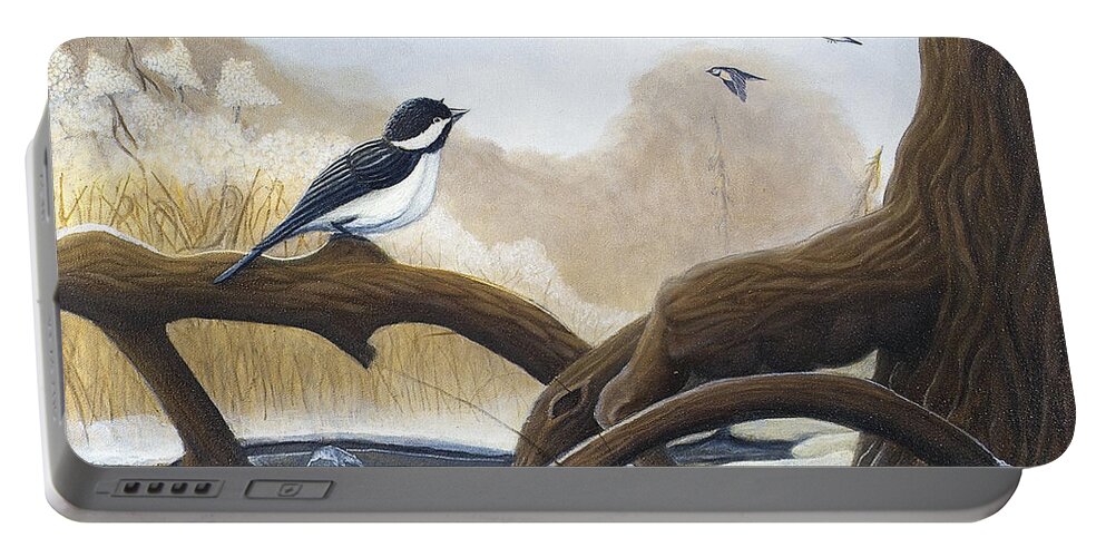 Rick Huotari Portable Battery Charger featuring the painting Where are you going by Rick Huotari