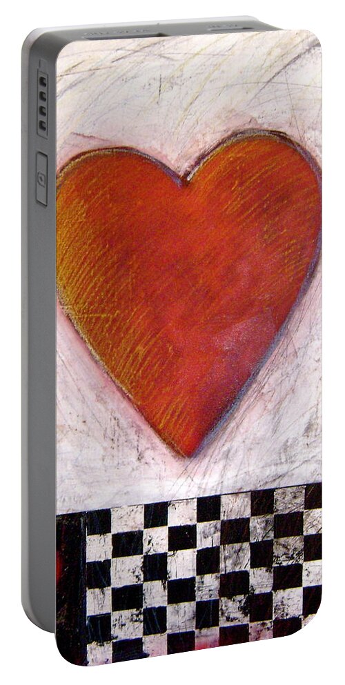 Heart Portable Battery Charger featuring the painting While Others Promise We pay the Most by Gerry High