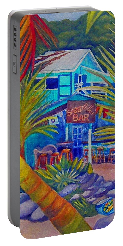  White Bay Portable Battery Charger featuring the painting White Bay B.V.I. by Kandy Cross