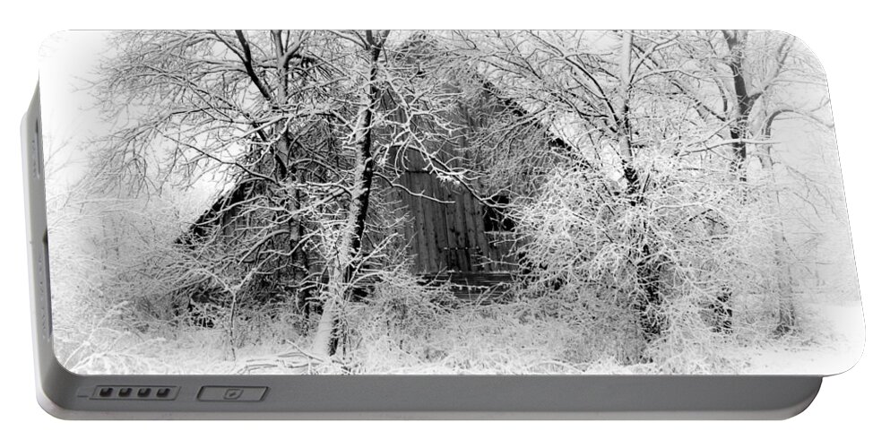 Barn Portable Battery Charger featuring the photograph White Christmas 1 by Julie Hamilton
