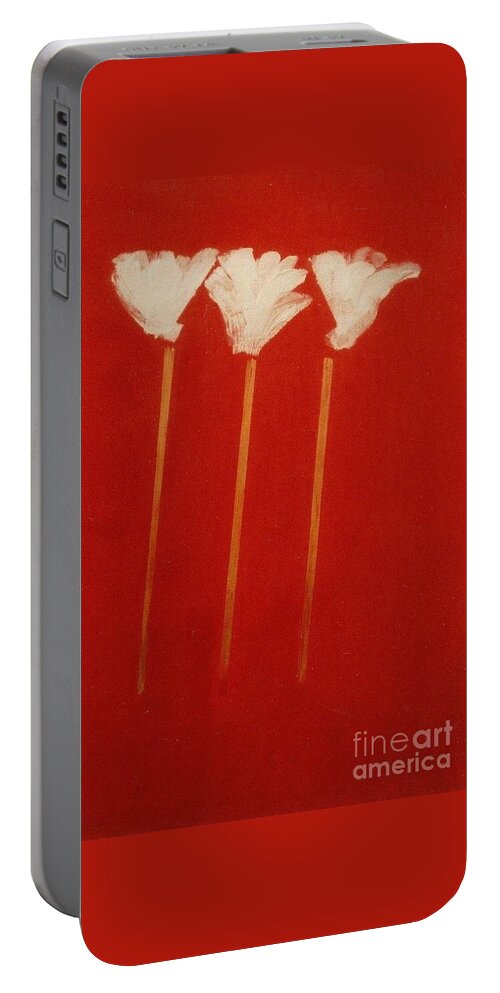 Flowers Portable Battery Charger featuring the painting White Lillies by Fereshteh Stoecklein