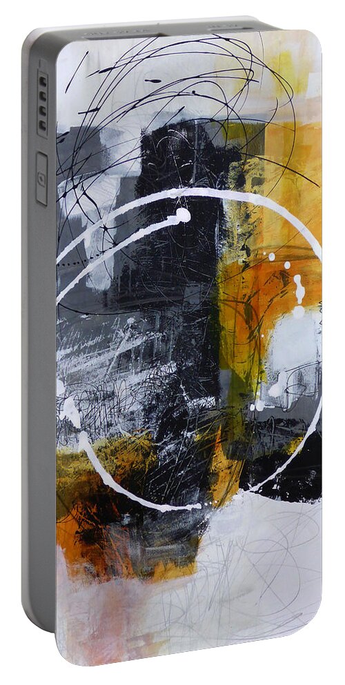 Keywords: Abstract Portable Battery Charger featuring the painting White Out 3 by Jane Davies