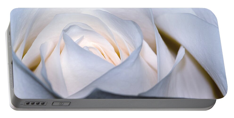Color Portable Battery Charger featuring the photograph White Rose by Jim Shackett