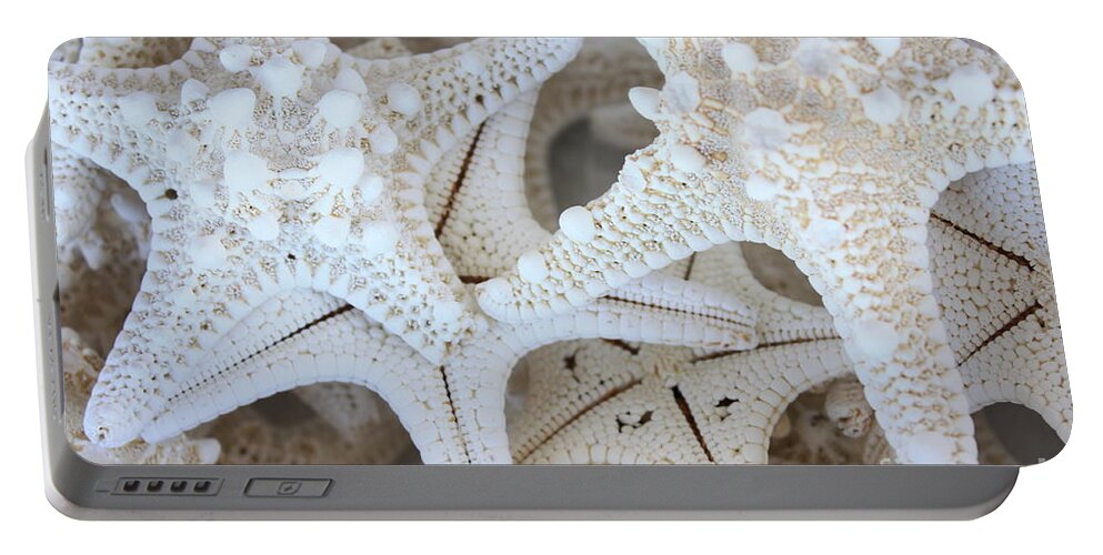White Portable Battery Charger featuring the photograph White Starfish by Carol Groenen