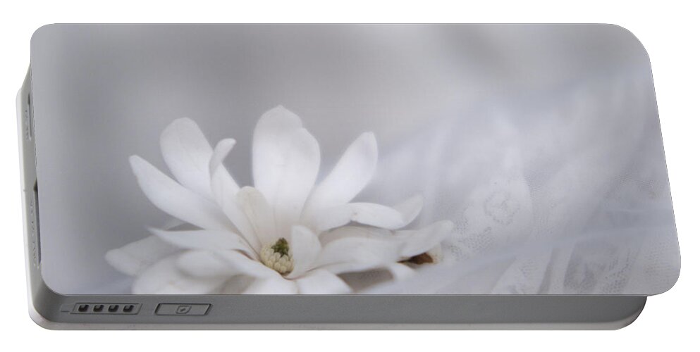 Magnolias Portable Battery Charger featuring the photograph White by Stephanie Hollingsworth