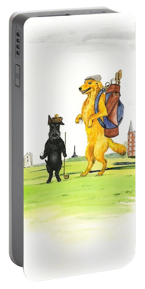 Painting Portable Battery Charger featuring the painting Who Let The Dogs Out by Margaryta Yermolayeva