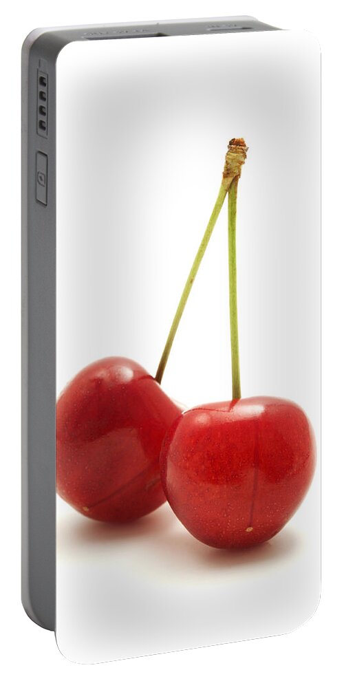 White Background Portable Battery Charger featuring the photograph Wild cherry by Fabrizio Troiani