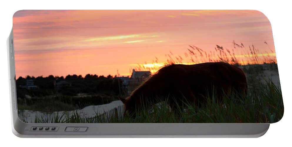 Wild Spanish Mustang Portable Battery Charger featuring the photograph Wild Silhouette at Sunset by Kim Galluzzo Wozniak