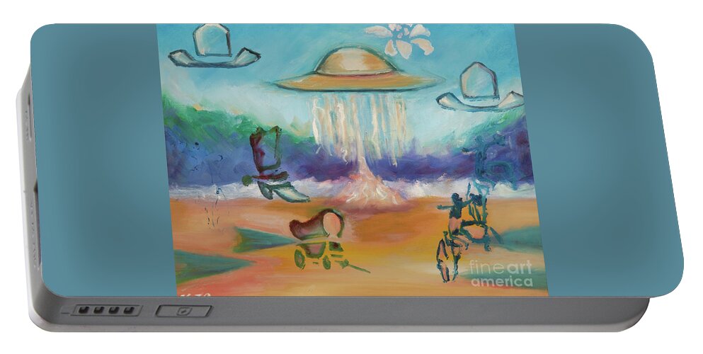 Wild Wild West Portable Battery Charger featuring the painting Wild Wild West by Karen E. Francis by Karen Francis