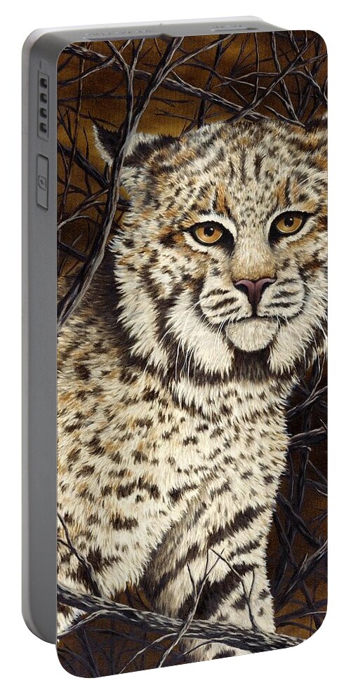 Animal Portable Battery Charger featuring the painting Wildcat by Rick Bainbridge