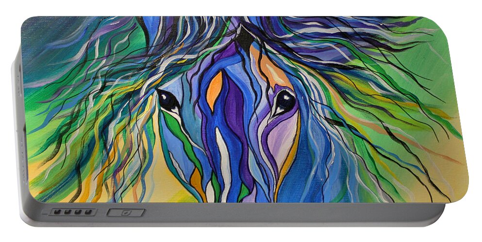 Horse Portable Battery Charger featuring the painting Willow the War Horse by Janice Pariza