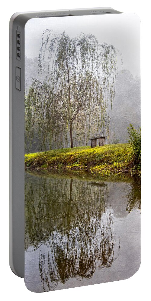 Carolina Portable Battery Charger featuring the photograph Willow Tree at the Pond by Debra and Dave Vanderlaan
