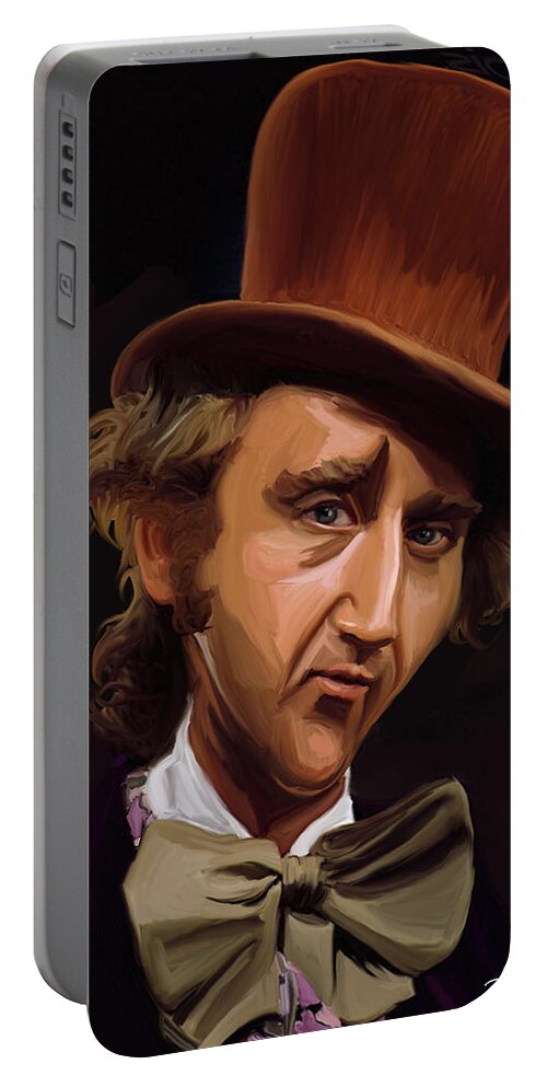 Willy Portable Battery Charger featuring the painting Willy Wonka by Brett Hardin