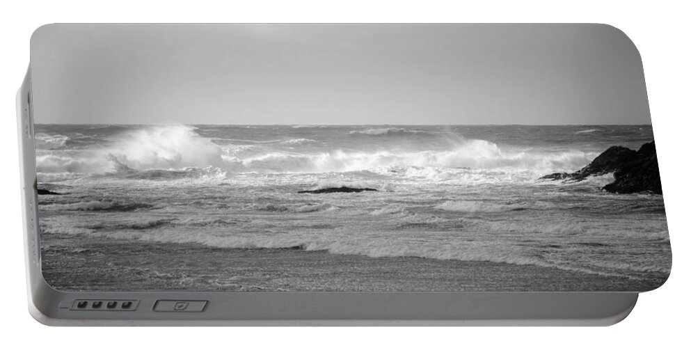 Beach Portable Battery Charger featuring the photograph Wind Blown Waves Tofino by Roxy Hurtubise
