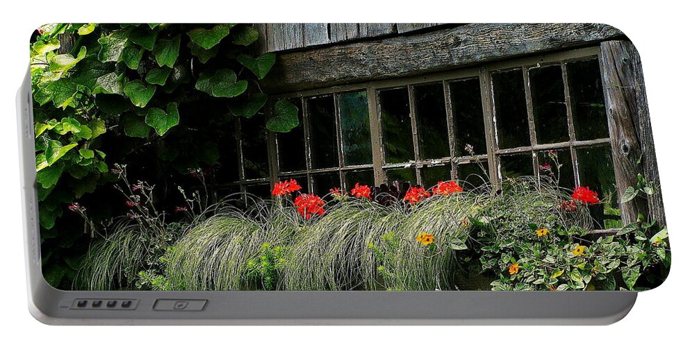 Window Boxes Portable Battery Charger featuring the photograph Window Boxes by Jeff Heimlich