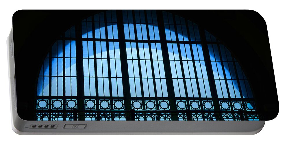Window Portable Battery Charger featuring the photograph Window in Chattanooga Train Depot by Susan McMenamin