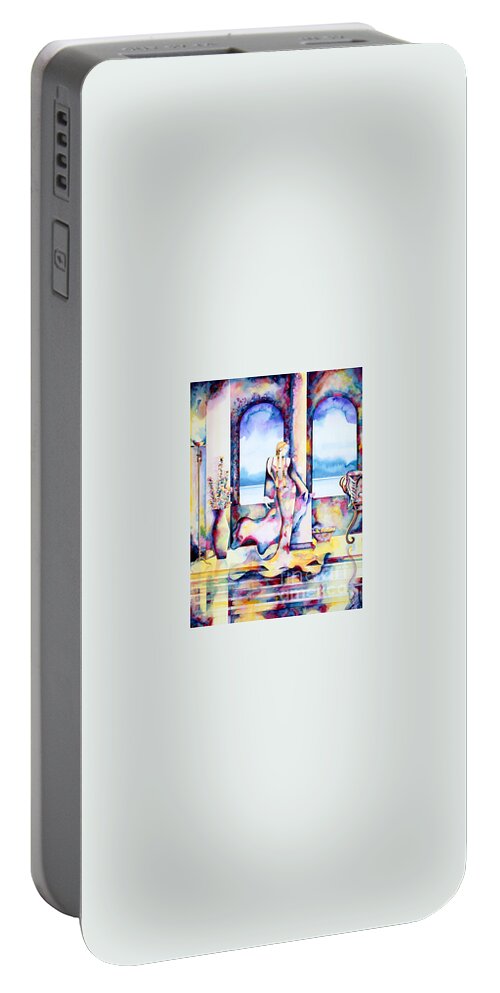 Exotic Portable Battery Charger featuring the painting Winds of Paradise by Frances Ku