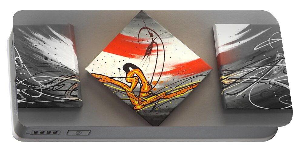 Windsurfer Portable Battery Charger featuring the painting Windsurfer Spotlighted by Darren Robinson