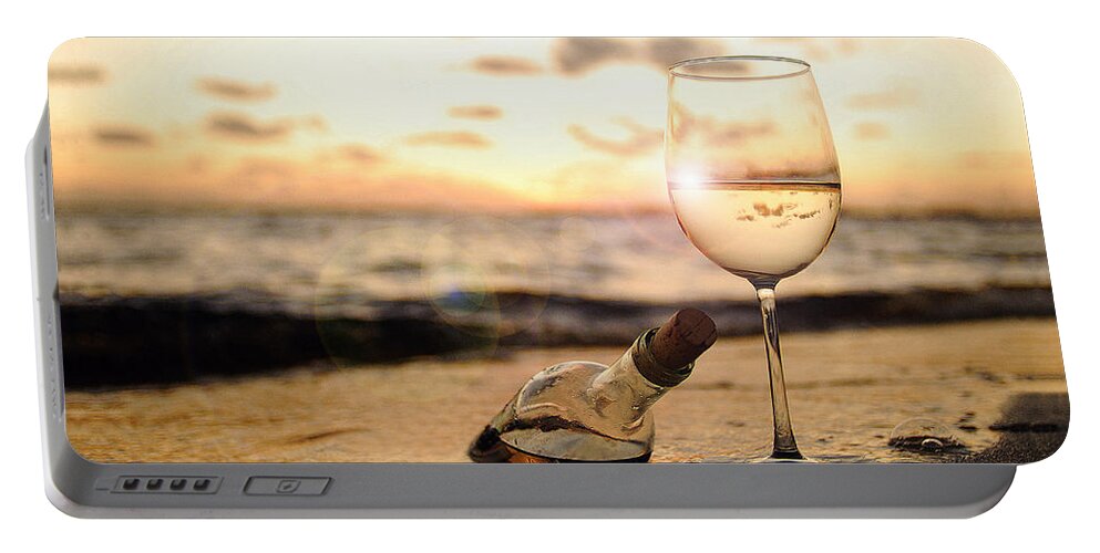 Sunset Portable Battery Charger featuring the photograph Wine and Sunset by Jon Neidert