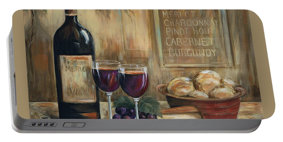 Wine Portable Battery Charger featuring the painting Wine For Two by Marilyn Dunlap