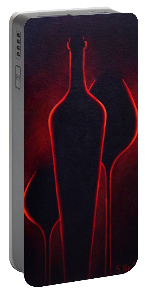 Abstract Portable Battery Charger featuring the painting Wine Glow by Sandi Whetzel