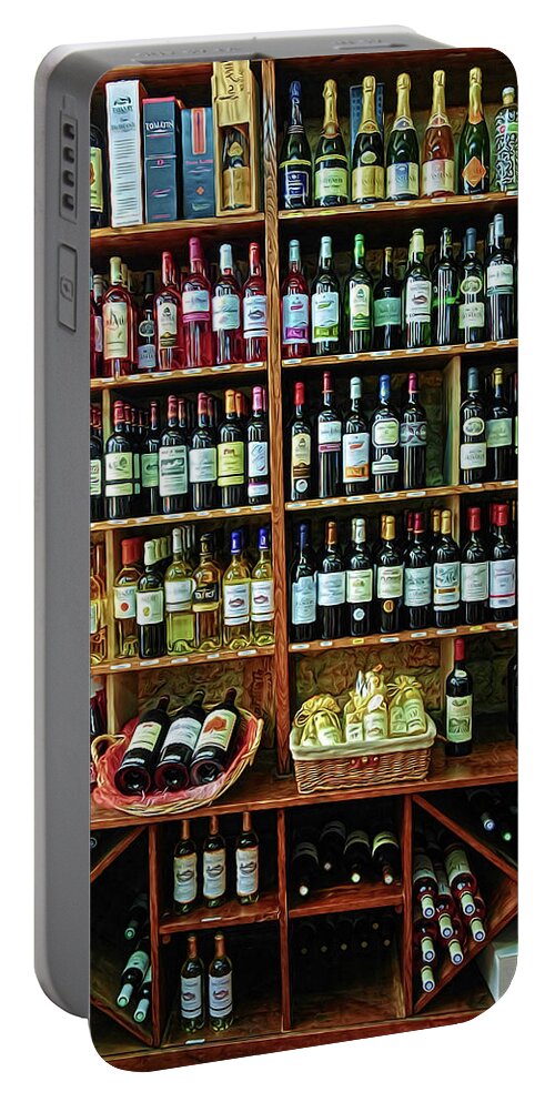 Wine Portable Battery Charger featuring the photograph Wine Store Provence France by Dave Mills