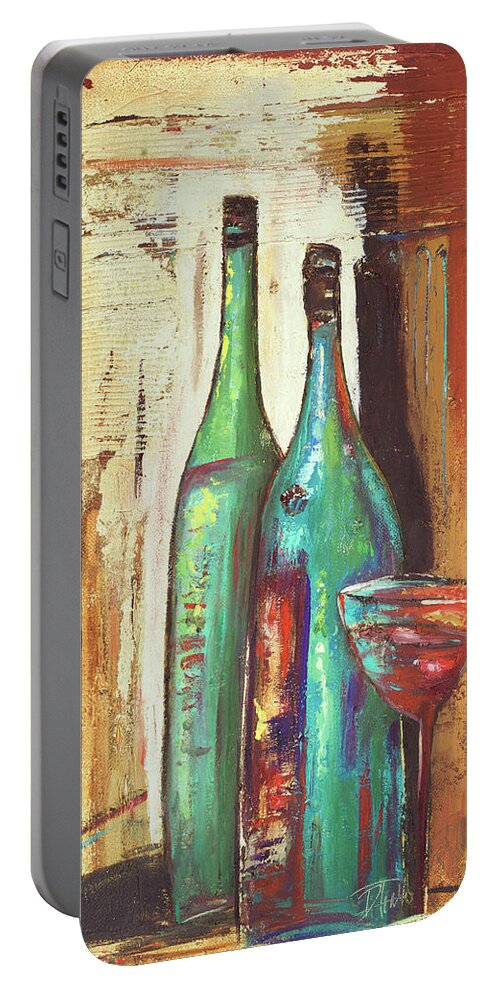 Wines Portable Battery Charger featuring the digital art Wines Over Gold II by Patricia Pinto