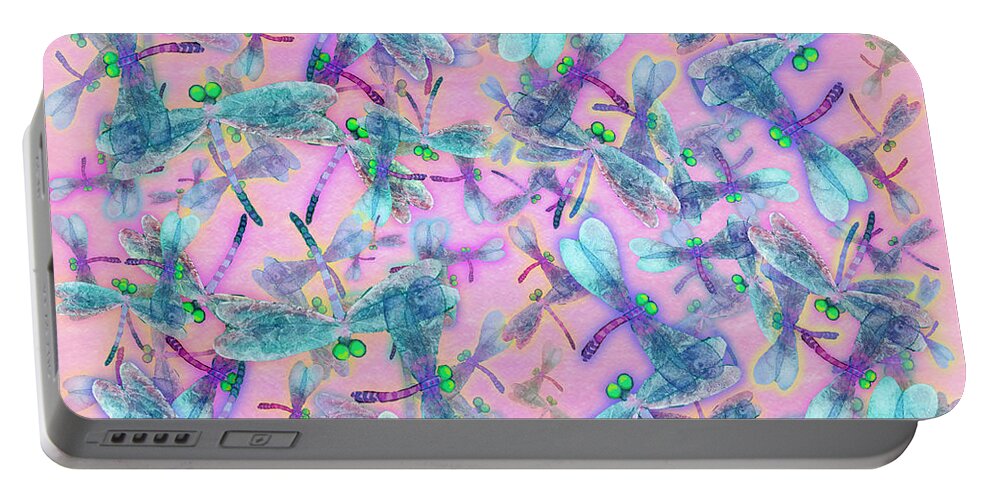 Wings Portable Battery Charger featuring the painting Wings in Square on Pink by Teresa Ascone