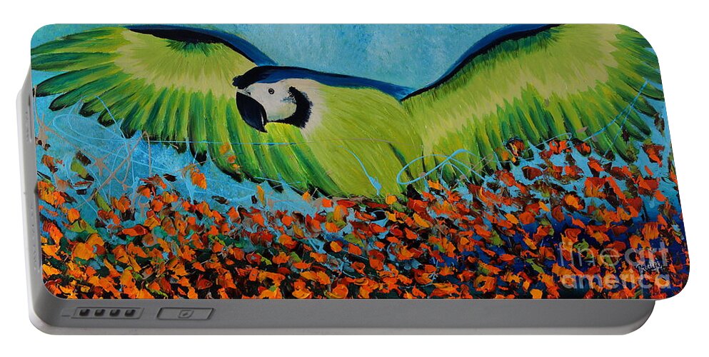 Feather Painting Portable Battery Charger featuring the painting Wings of Joy by Preethi Mathialagan