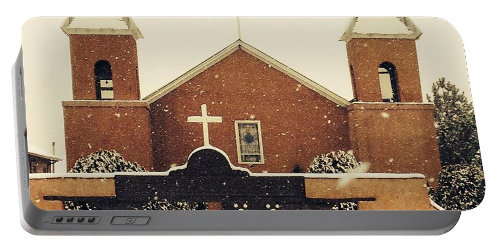 Winter Portable Battery Charger featuring the photograph Winter Church by LeLa Becker