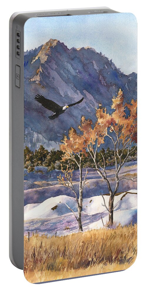 Colorado Rocky Mountain Painting Portable Battery Charger featuring the painting Winter Drift by Anne Gifford