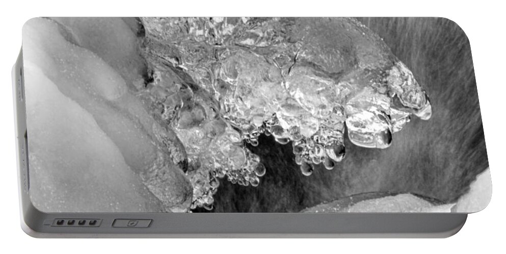 Ice Portable Battery Charger featuring the photograph Winter Ice in Black and White by Greg and Chrystal Mimbs