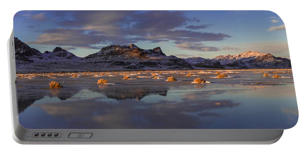 Yellow Portable Battery Charger featuring the photograph Winter in the Salt Flats by Chad Dutson