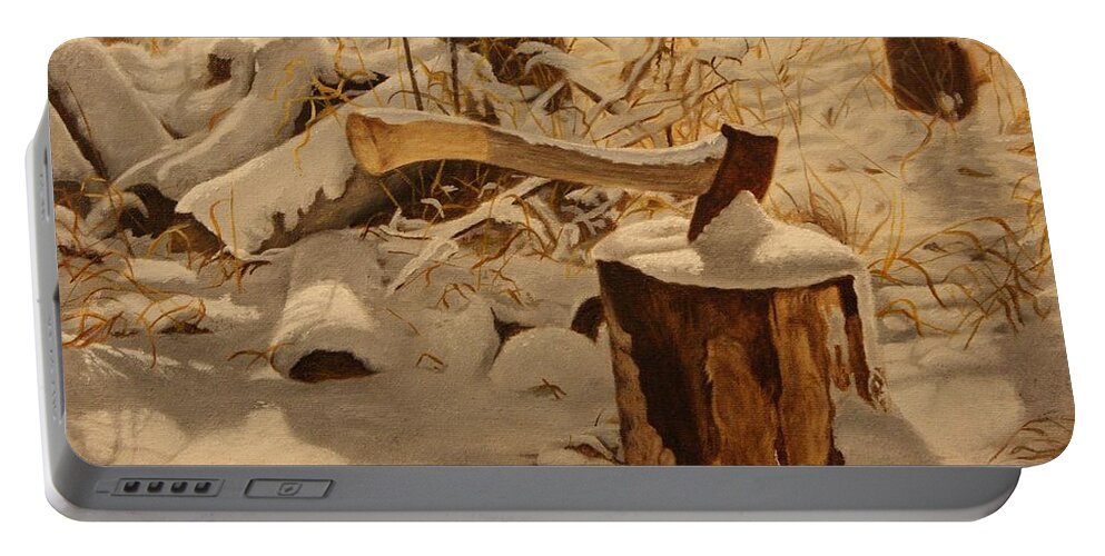 Winter Scene Portable Battery Charger featuring the painting Winter Labour by Tammy Taylor