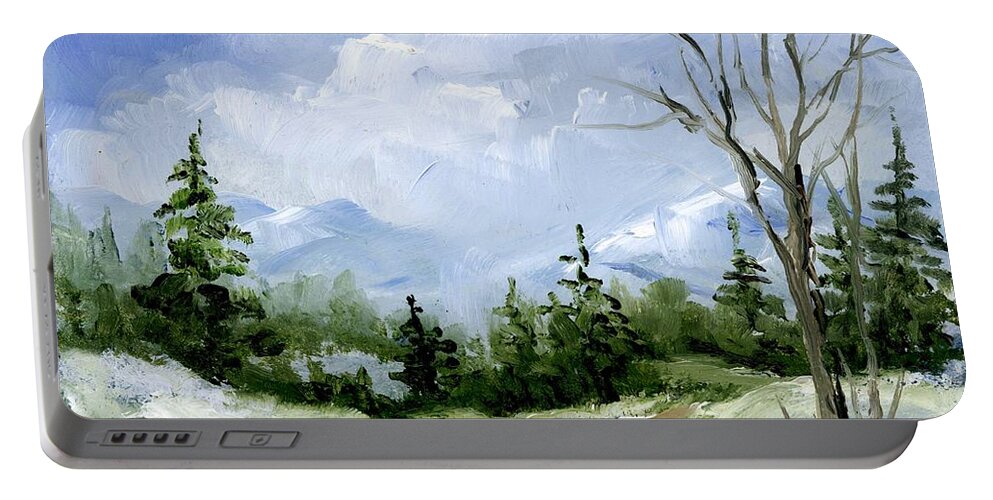 Oil Landscape Portable Battery Charger featuring the painting Winter Landscape by Virginia Potter