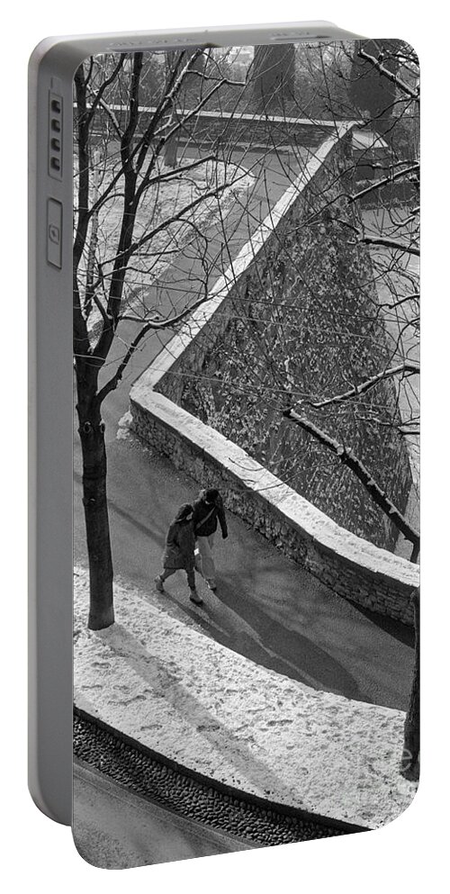 Winter Portable Battery Charger featuring the photograph Winter on the Walls of Bergamo by Riccardo Mottola